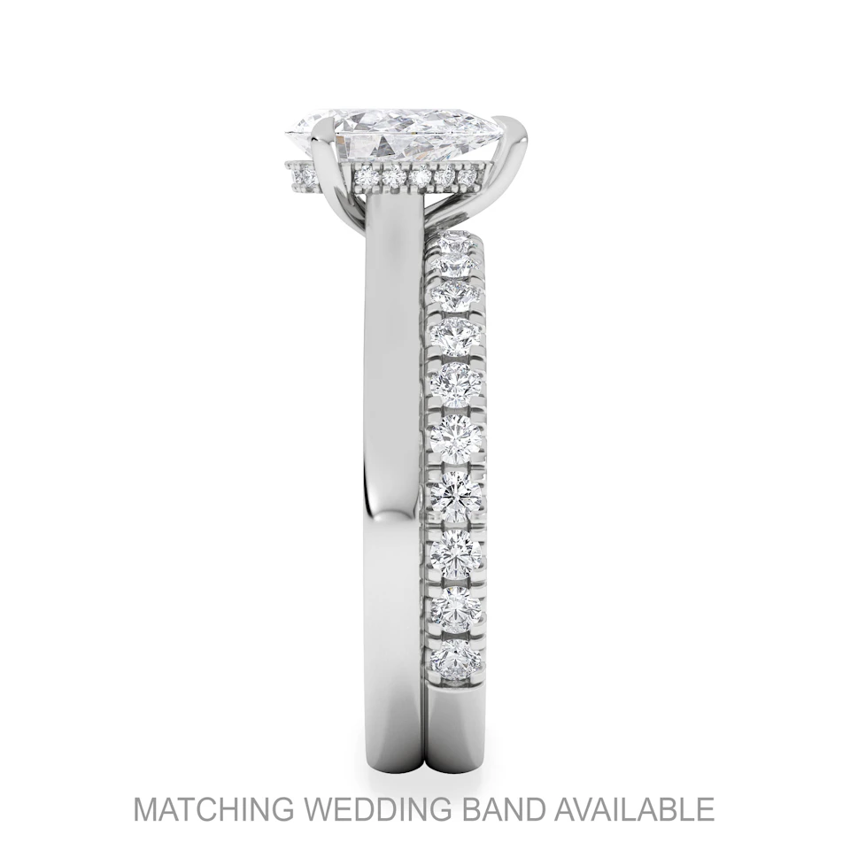 Amora Pear 1.07ct Hidden Halo Lab Diamond Engagement Ring F/VS Set in Platinum