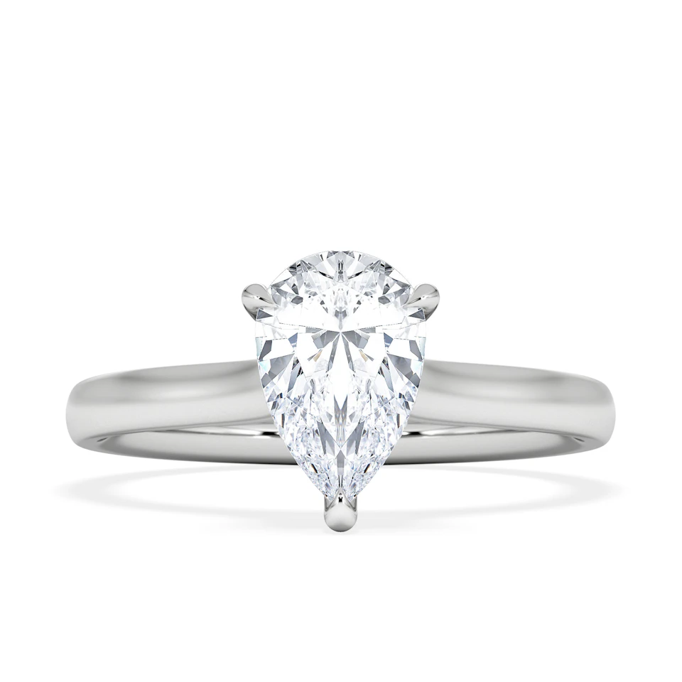 Amora Pear 1.07ct Hidden Halo Lab Diamond Engagement Ring F/VS Set in Platinum