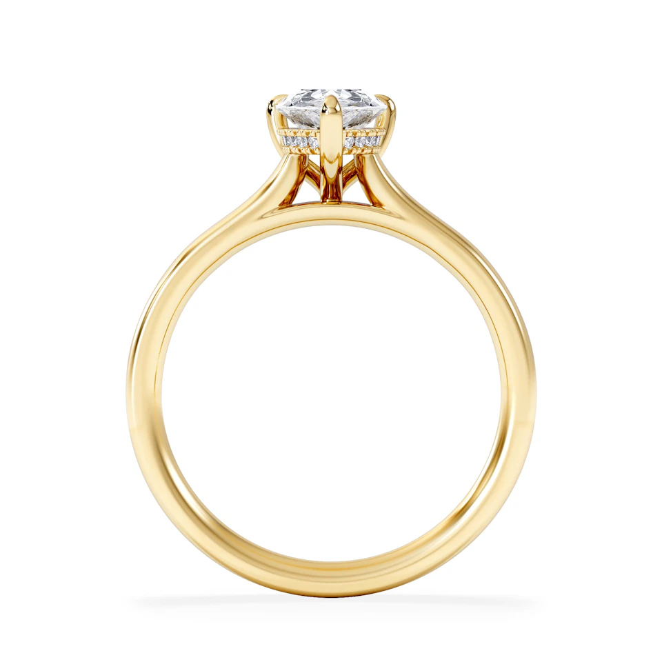 Amora Pear 1.07ct Hidden Halo Lab Diamond Engagement Ring F/VS Set in 18K Gold