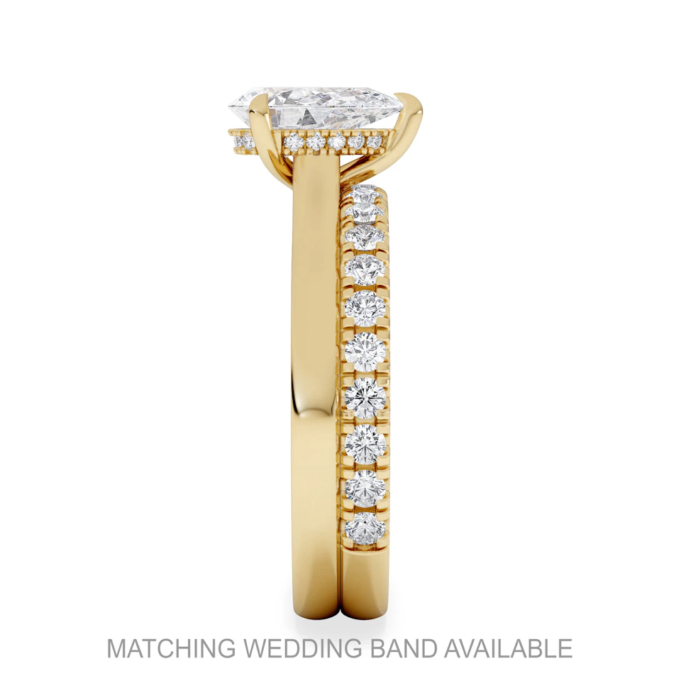 Amora Pear 1.07ct Hidden Halo Lab Diamond Engagement Ring F/VS Set in 18K Gold
