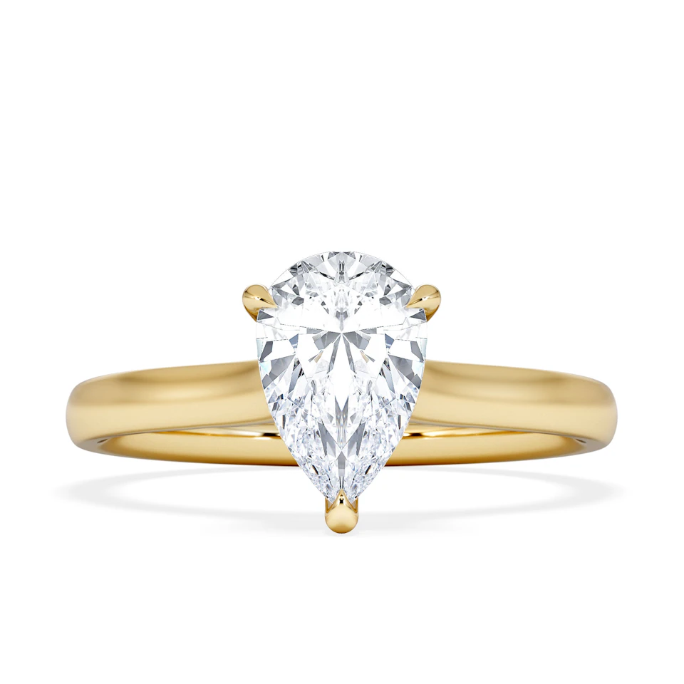 Amora Pear 1.07ct Hidden Halo Lab Diamond Engagement Ring F/VS Set in 18K Gold