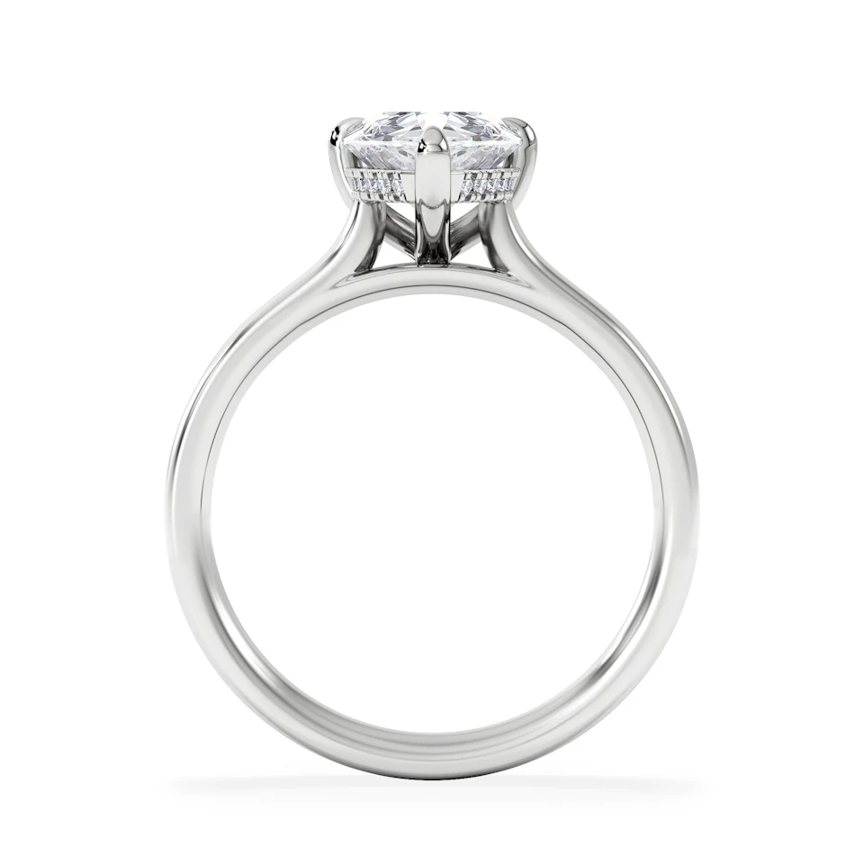 Amora Pear 2.09ct Hidden Halo Lab Diamond Engagement Ring F/VS Set in 18K White Gold
