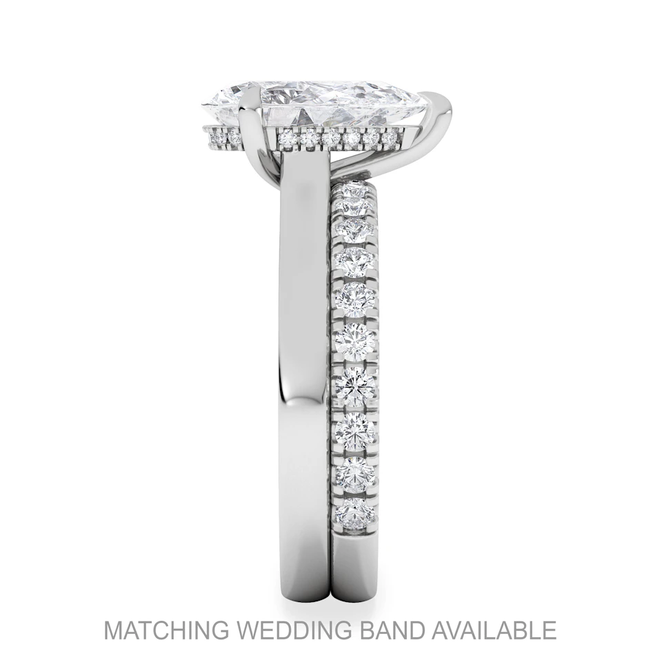 Amora Pear 2.09ct Hidden Halo Lab Diamond Engagement Ring F/VS Set in 18K White Gold