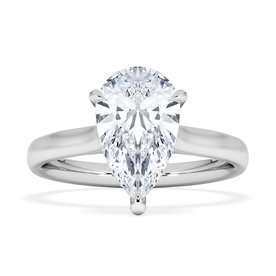 Amora Pear 2.09ct Hidden Halo Lab Diamond Engagement Ring F/VS Set in 18K White Gold