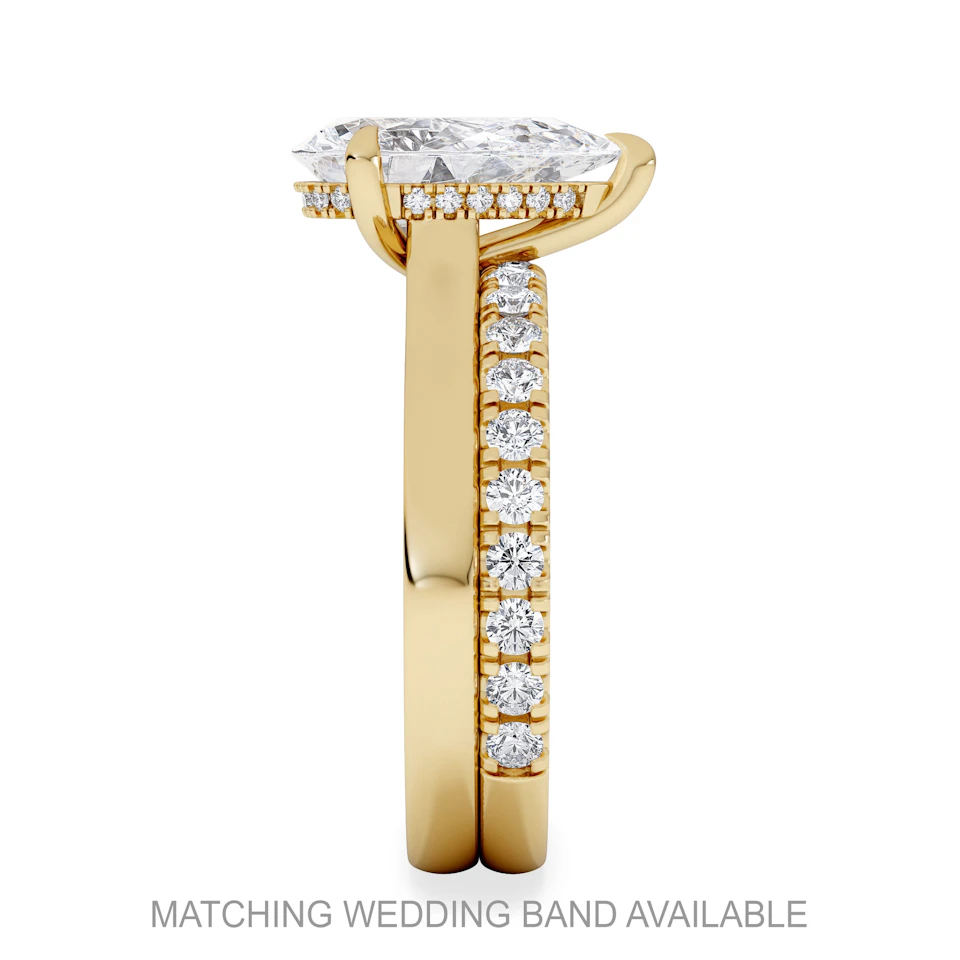 Amora Pear 2.09ct Hidden Halo Lab Diamond Engagement Ring F/VS Set in 18K Gold