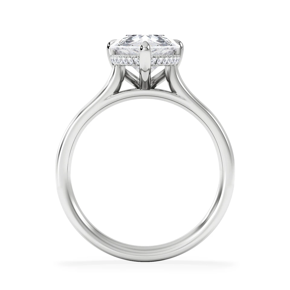 Amora Pear 3.11ct Hidden Halo Lab Diamond Engagement Ring G/VS Set in Platinum