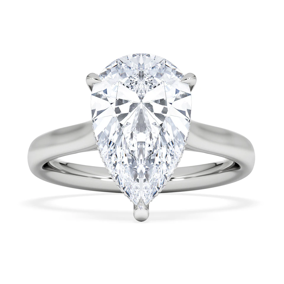 Amora Pear 3.11ct Hidden Halo Lab Diamond Engagement Ring G/VS Set in Platinum
