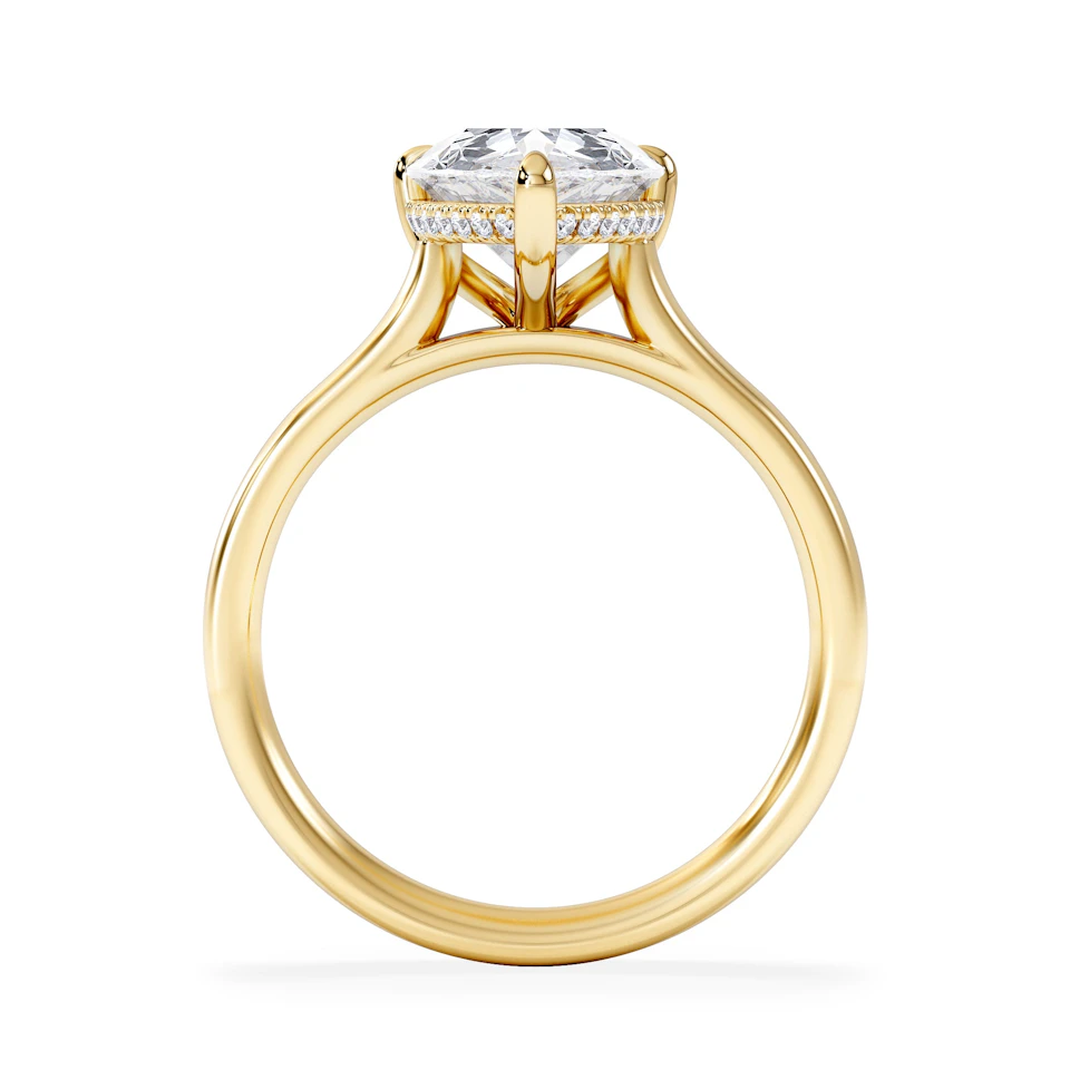 Amora Pear 3.11ct Hidden Halo Lab Diamond Engagement Ring G/VS Set in 18K Gold