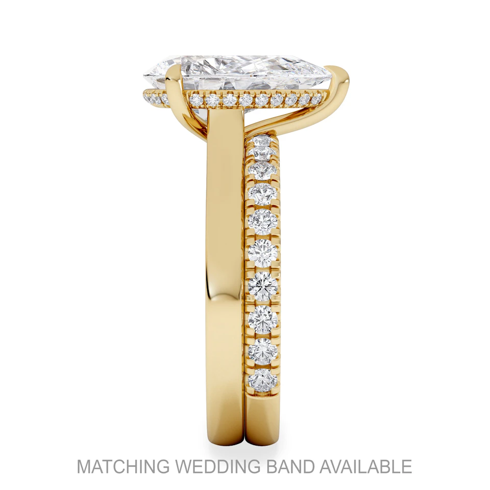 Amora Pear 3.11ct Hidden Halo Lab Diamond Engagement Ring G/VS Set in 18K Gold