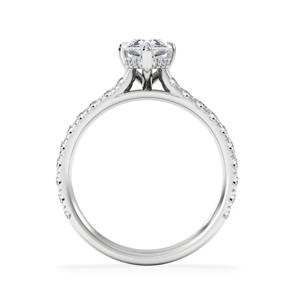 Amora Pear 1.47ct Hidden Halo Lab Diamond Engagement Ring With Side Stones Set in Platinum