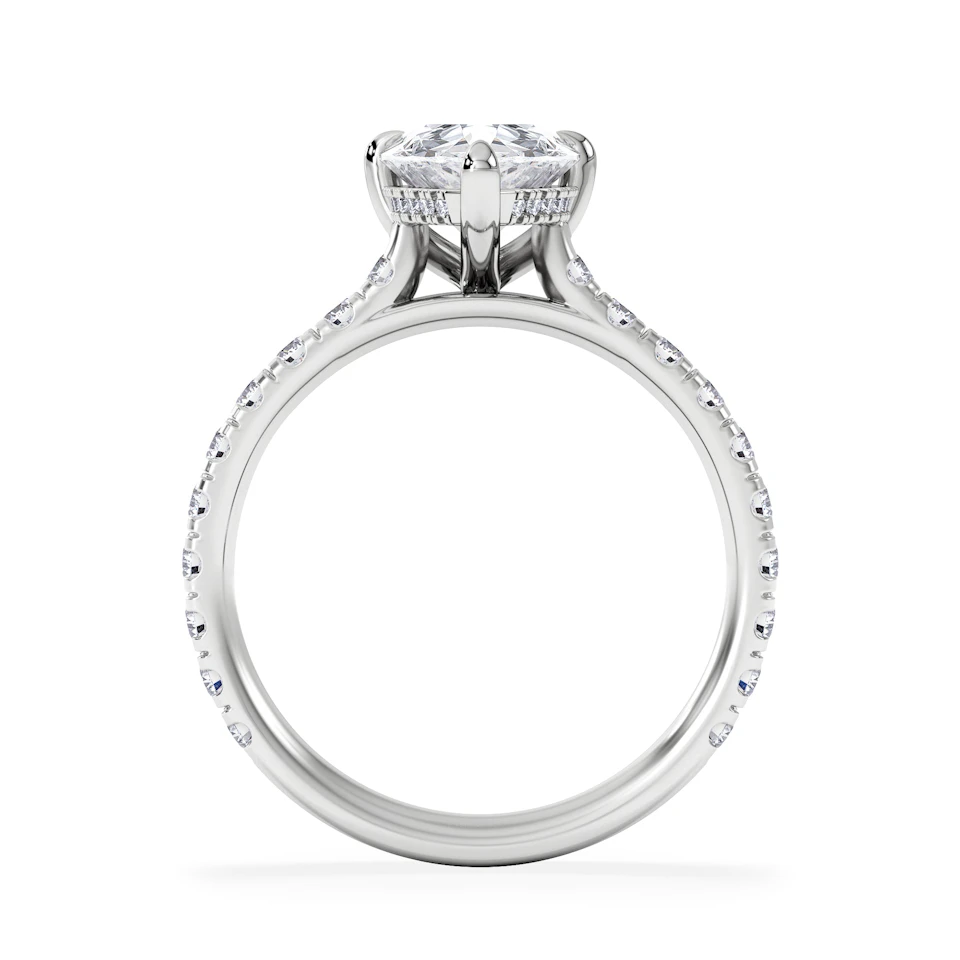 Amora Pear 2.55ct Hidden Halo Lab Diamond Engagement Ring With Side Stones Set in 18K Platinum
