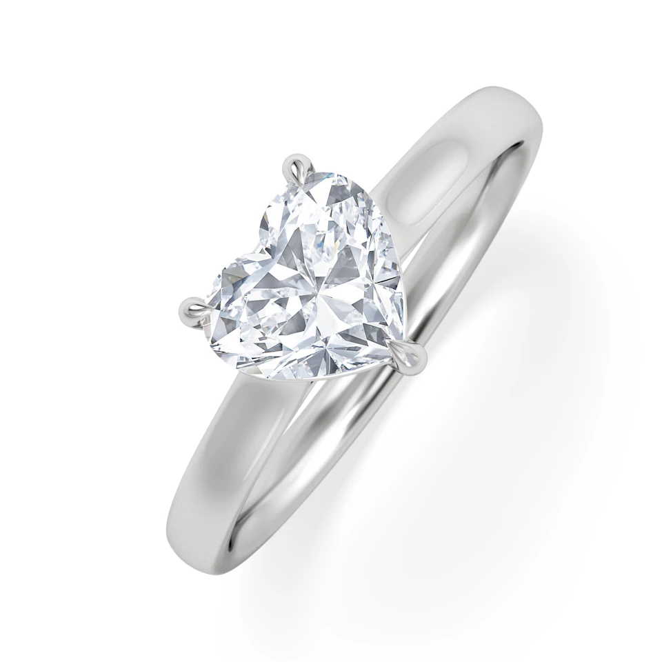 Amora Heart 1.00ct Lab Diamond Engagement Ring F/VS Set in Platinum