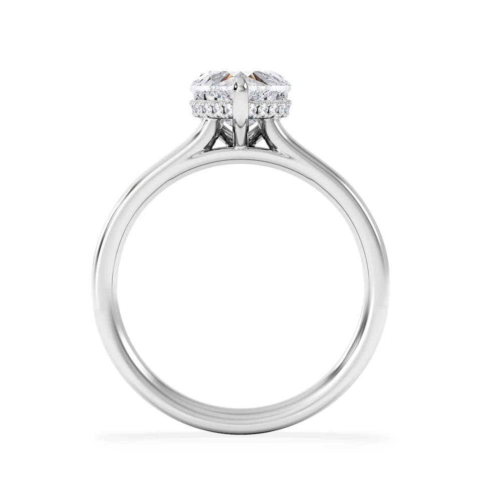 Amora Heart 1.00ct Hidden Halo Lab Diamond Engagement Ring F/VS Set in 18K White Gold