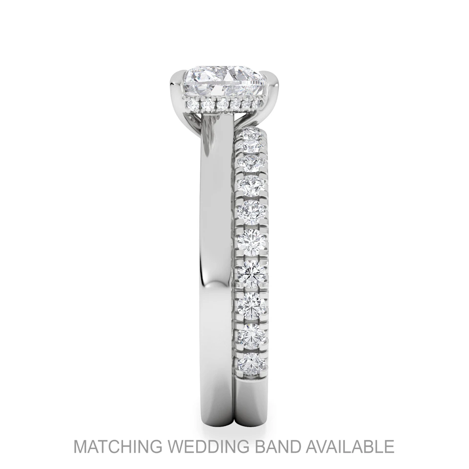 Amora Heart 1.00ct Hidden Halo Lab Diamond Engagement Ring F/VS Set in 18K White Gold