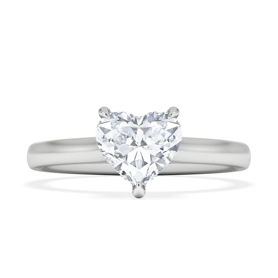 Amora Heart 1.00ct Hidden Halo Lab Diamond Engagement Ring F/VS Set in 18K White Gold