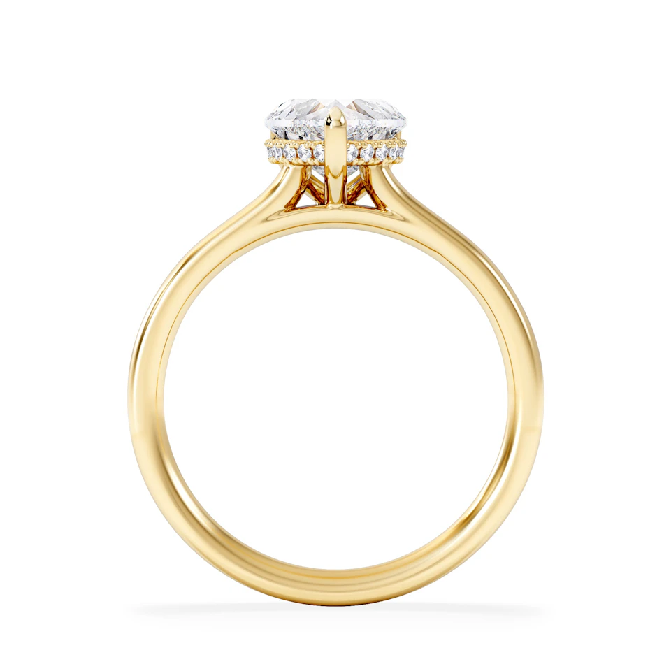 Amora Heart 1.07ct Hidden Halo Lab Diamond Engagement Ring F/VS Set in 18K Gold