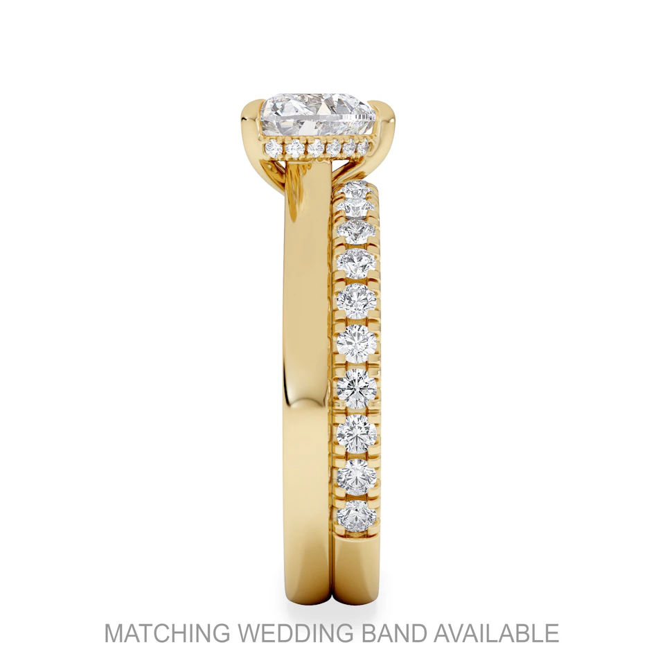 Amora Heart 1.07ct Hidden Halo Lab Diamond Engagement Ring F/VS Set in 18K Gold