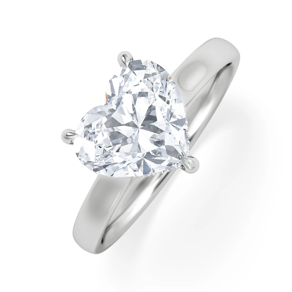 Amora Heart 2.09ct Hidden Halo Lab Diamond Engagement Ring F/VS Set in 18K White Gold