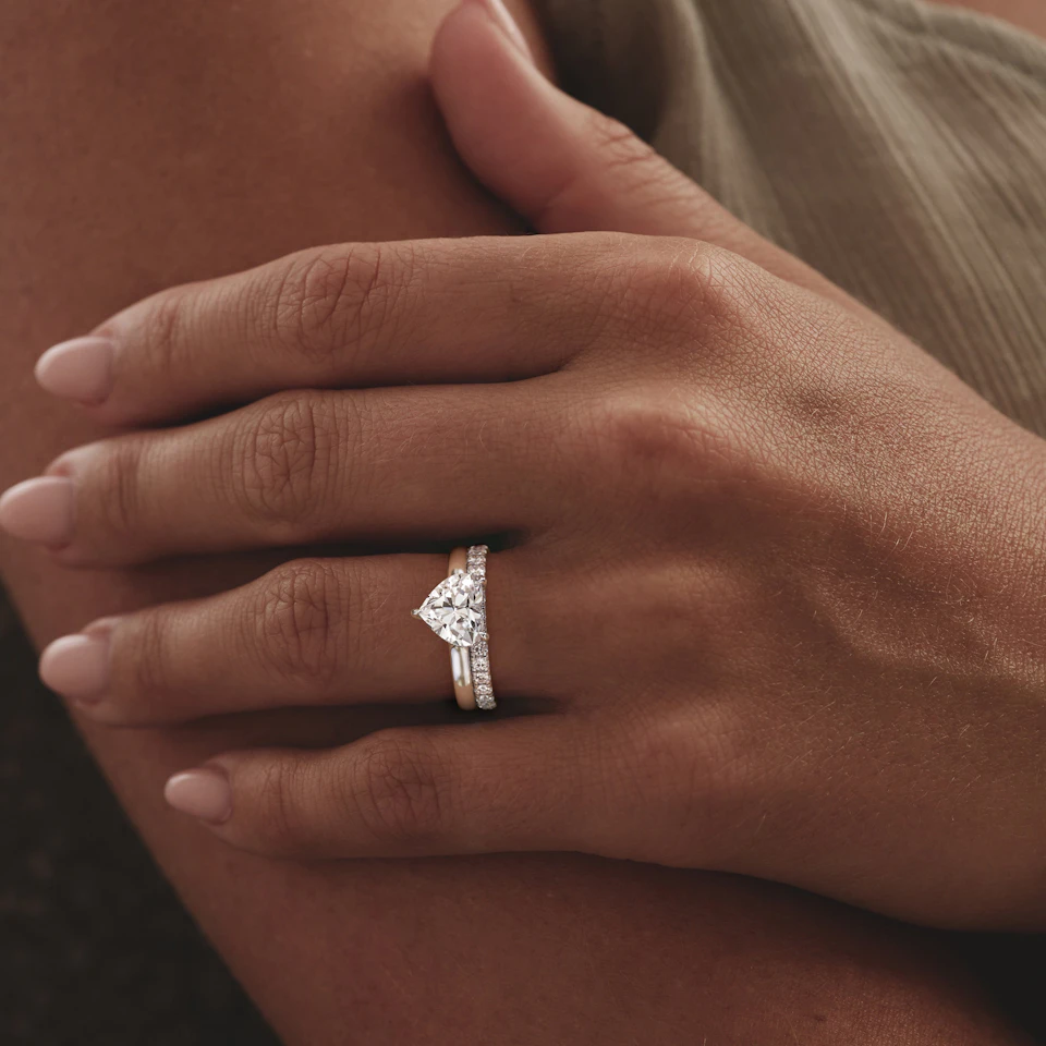 Amora Heart 2.09ct Hidden Halo Lab Diamond Engagement Ring F/VS Set in Platinum