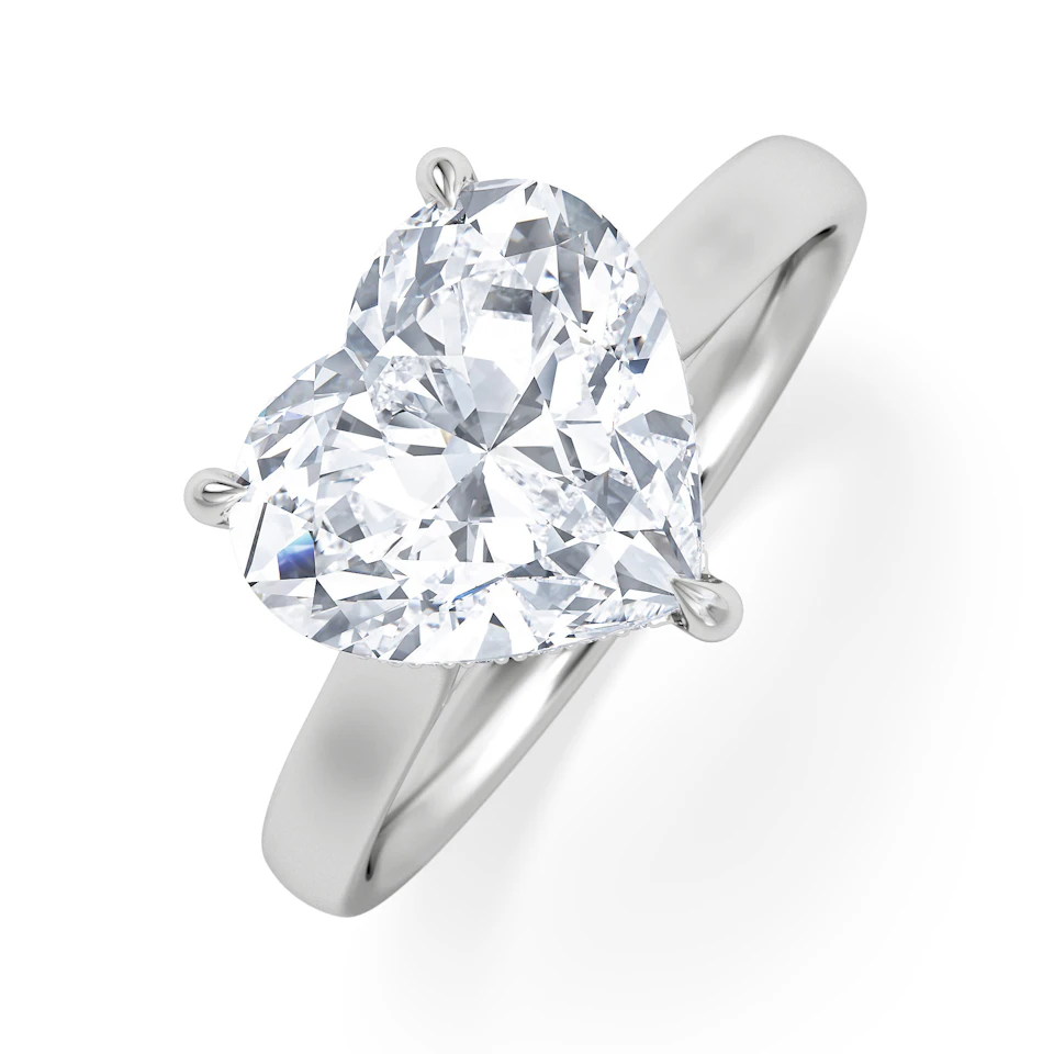 Amora Heart 3.11ct Hidden Halo Lab Diamond Engagement Ring G/VS Set in Platinum