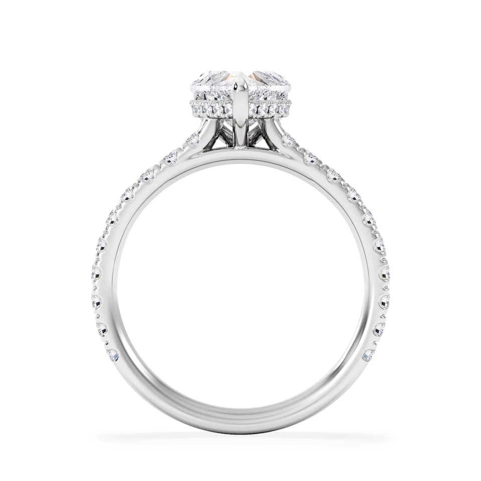 Amora Heart 1.47ct Hidden Halo Lab Diamond Engagement Ring With Side Stones Set in 18K Platinum
