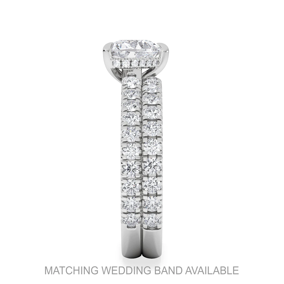 Amora Heart 1.47ct Hidden Halo Lab Diamond Engagement Ring With Side Stones Set in 18K Platinum