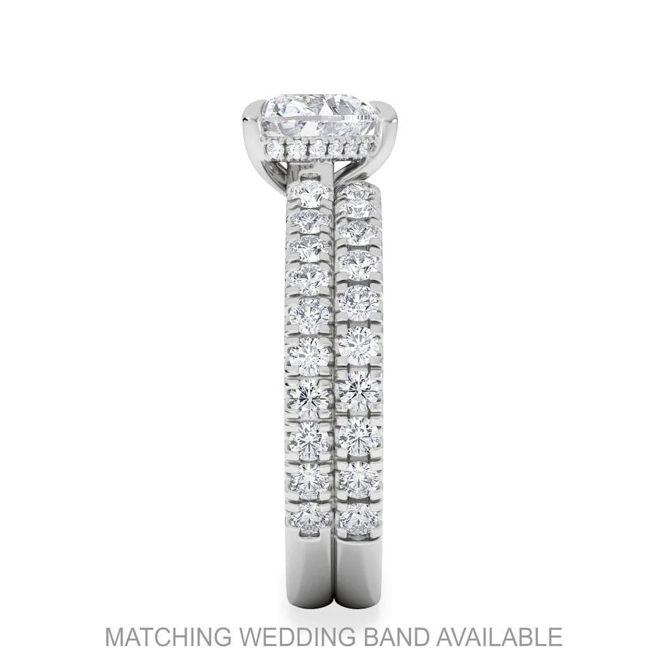 Amora Heart 1.47ct Hidden Halo Lab Diamond Engagement Ring With Side Stones Set in 18K White Gold