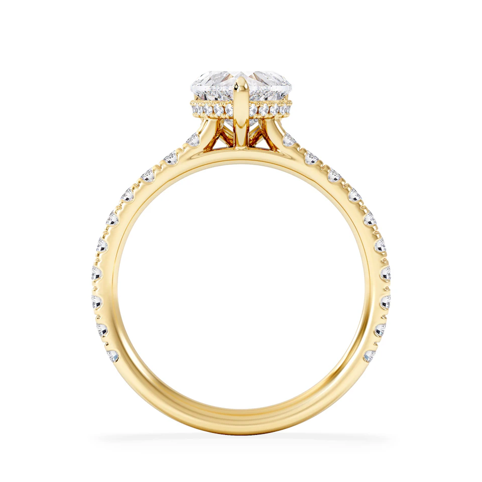 Amora Heart 1.47ct Hidden Halo Lab Diamond Engagement Ring With Side Stones Set in 18K Gold