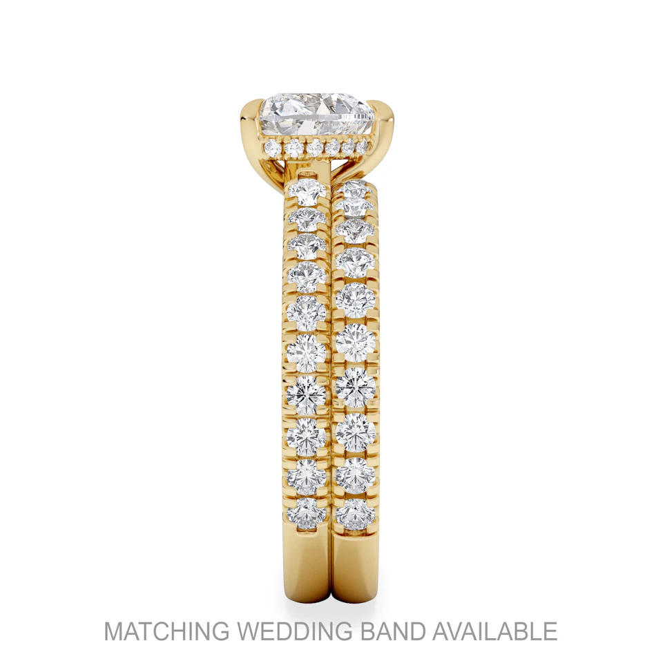 Amora Heart 1.47ct Hidden Halo Lab Diamond Engagement Ring With Side Stones Set in 18K Gold