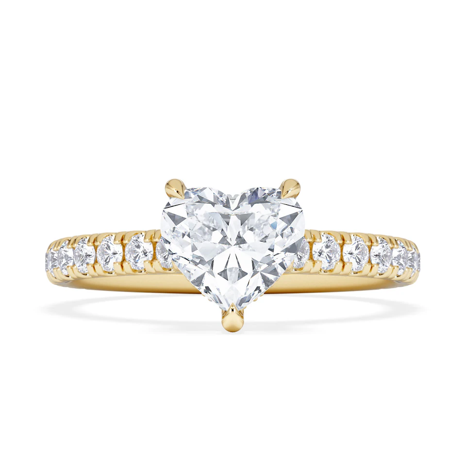 Amora Heart 1.47ct Hidden Halo Lab Diamond Engagement Ring With Side Stones Set in 18K Gold