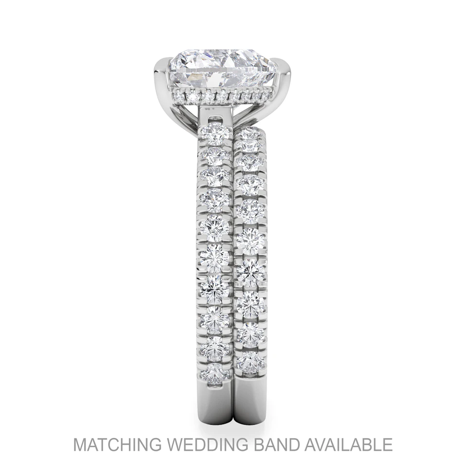 Amora Heart 2.55ct Hidden Halo Lab Diamond Engagement Ring With Side Stones Set in 18K White Gold