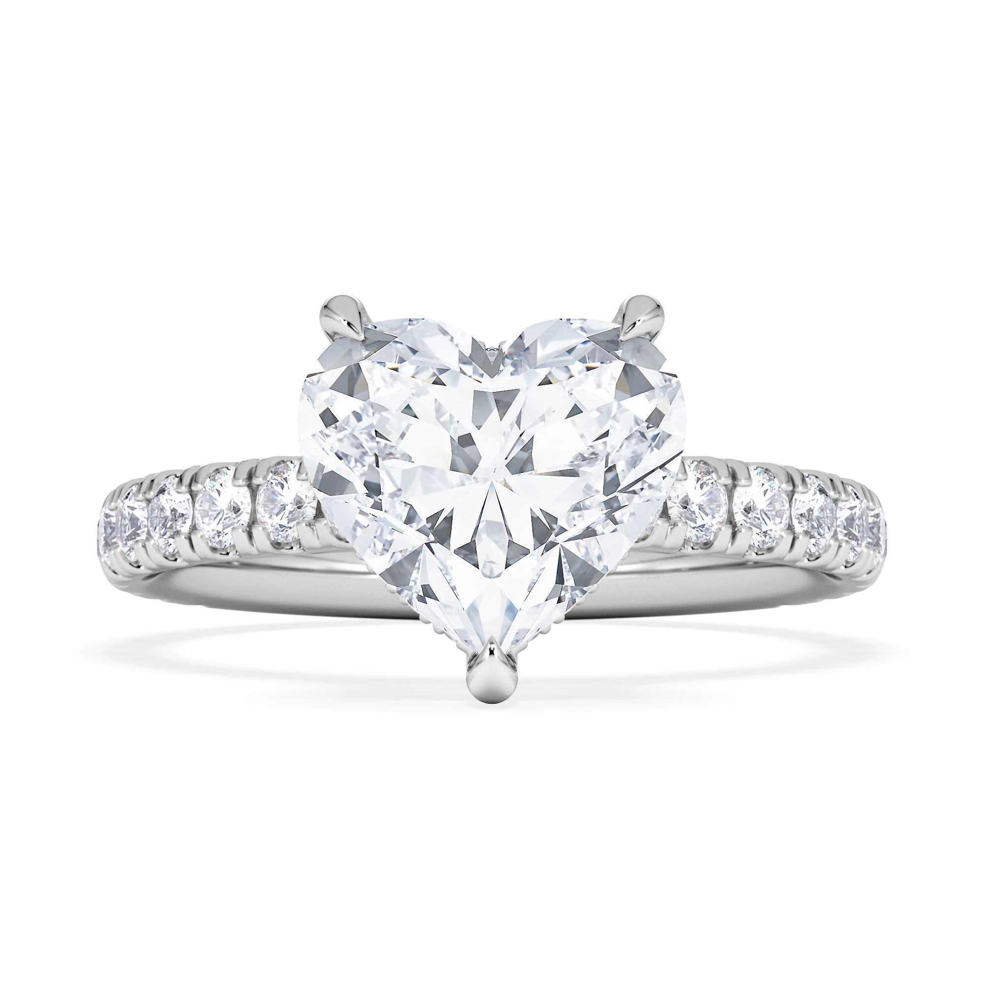 Amora Heart 2.55ct Hidden Halo Lab Diamond Engagement Ring With Side Stones Set in 18K White Gold