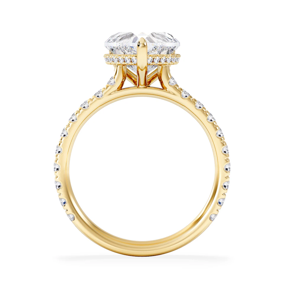 Amora Heart 2.55ct Hidden Halo Lab Diamond Engagement Ring With Side Stones Set in 18K Gold