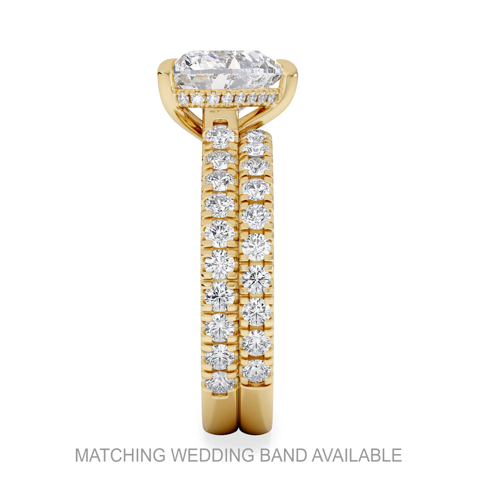 Amora Heart 2.55ct Hidden Halo Lab Diamond Engagement Ring With Side Stones Set in 18K Gold