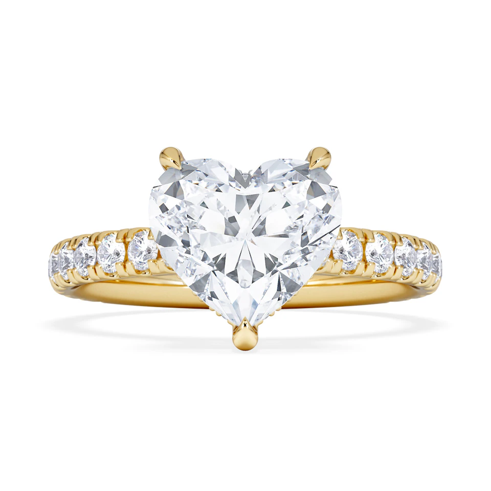 Amora Heart 2.55ct Hidden Halo Lab Diamond Engagement Ring With Side Stones Set in 18K Gold