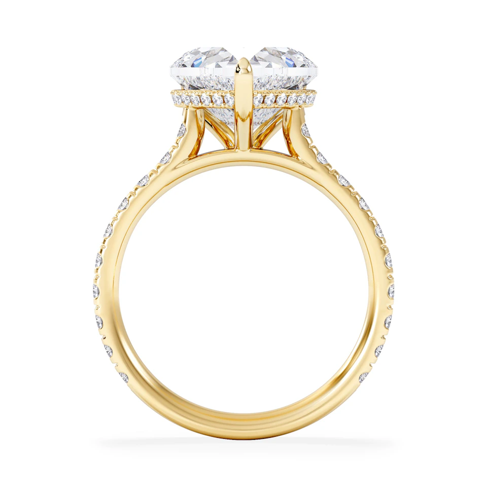 Amora Heart 3.36ct Hidden Halo Lab Diamond Engagement Ring With Side Stones Set in 18K Gold