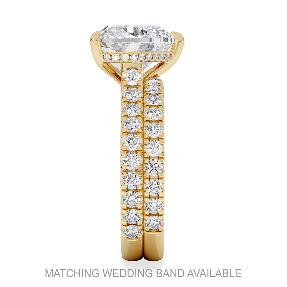 Amora Heart 3.36ct Hidden Halo Lab Diamond Engagement Ring With Side Stones Set in 18K Gold