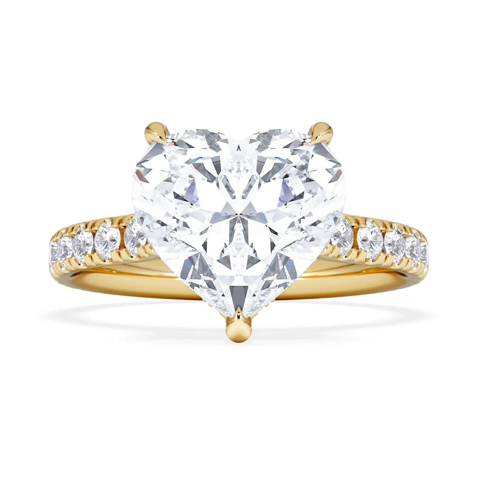 Amora Heart 3.36ct Hidden Halo Lab Diamond Engagement Ring With Side Stones Set in 18K Gold
