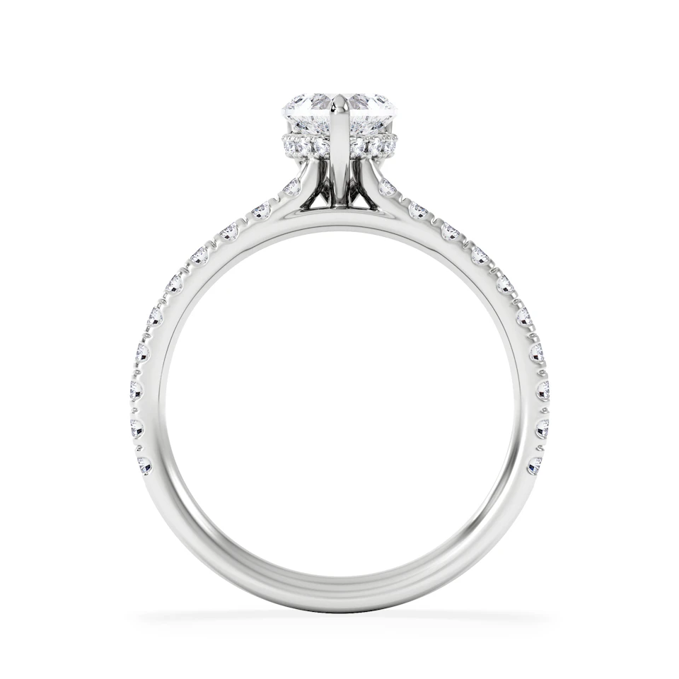 Amora Heart 0.97ct Hidden Halo Lab Diamond Engagement Ring With Side Stones Set in 18K Platinum
