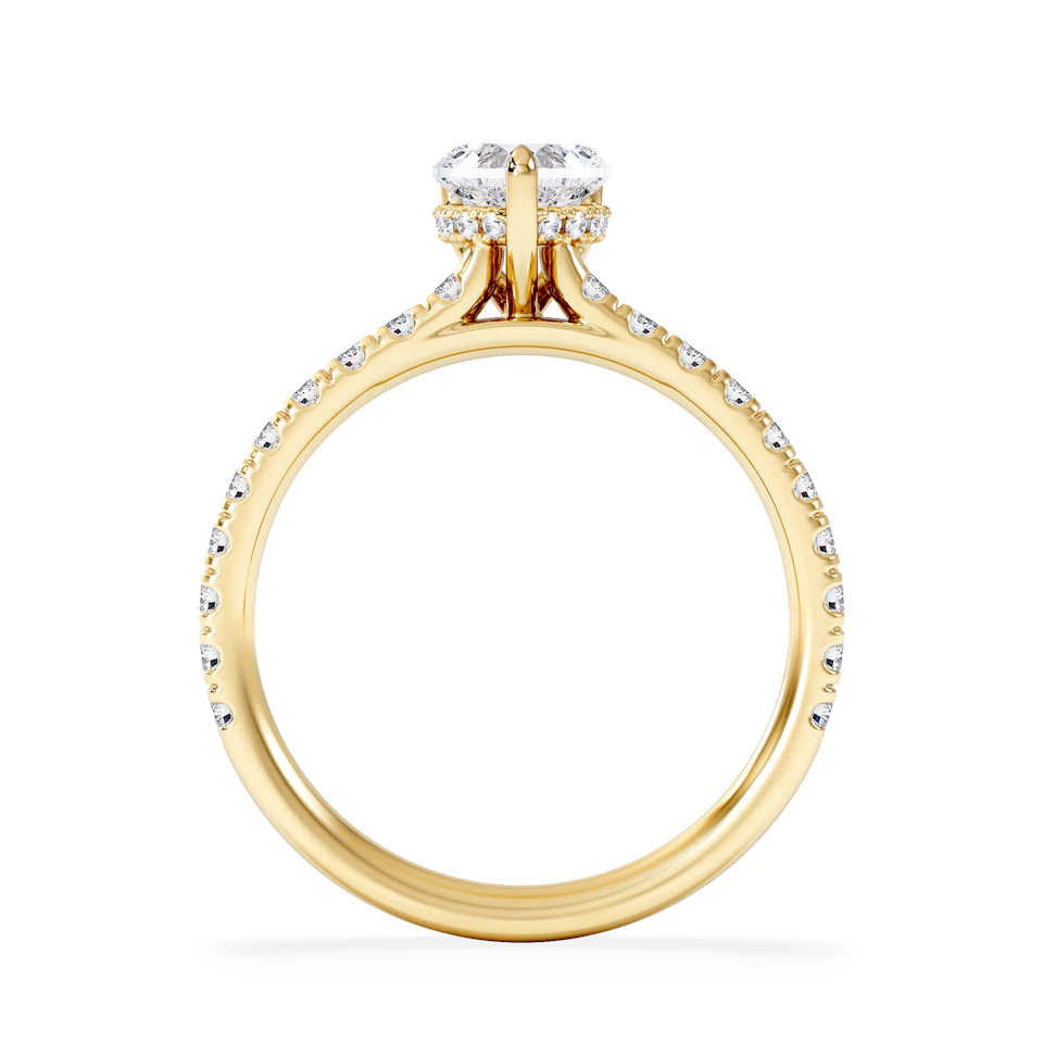 Amora Heart 0.97ct Hidden Halo Diamond Engagement Ring With Side Stones Set in 18K Gold