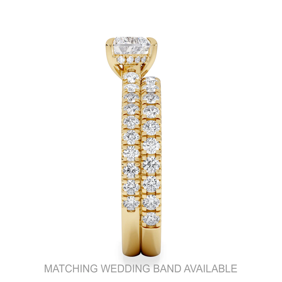 Amora Heart 0.97ct Hidden Halo Diamond Engagement Ring With Side Stones Set in 18K Gold