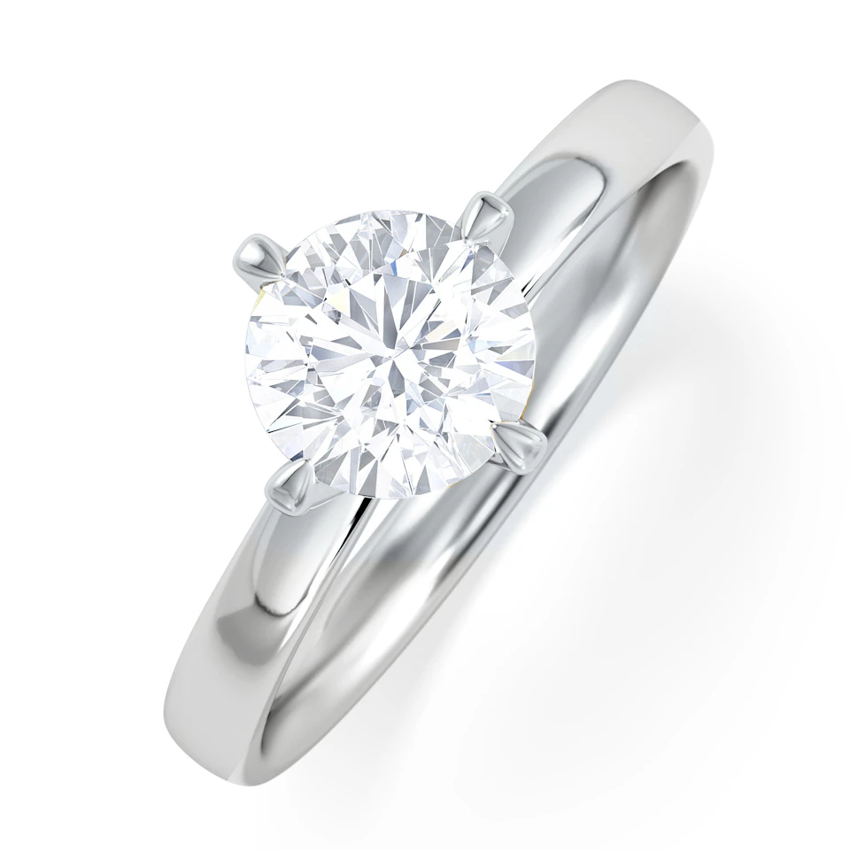 Origin Twist 1.00ct Round Cut Lab Diamond Solitaire Engagement Ring in 18K White Gold