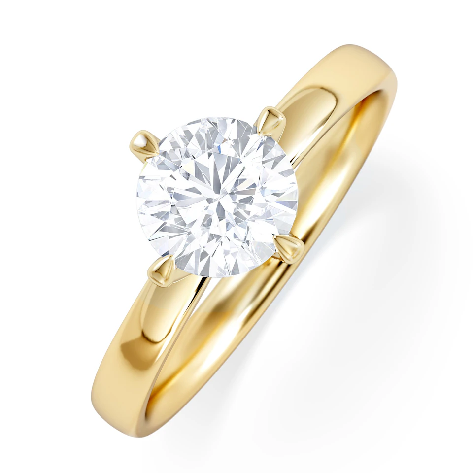 Origin Twist 1.00ct Round Cut Lab Diamond Solitaire Engagement Ring in 18K Yellow Gold