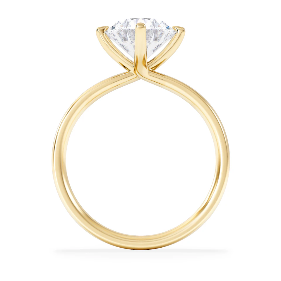 Origin Twist 2.00ct Round Cut Lab Diamond Solitaire Engagement Ring in 18K Yellow Gold