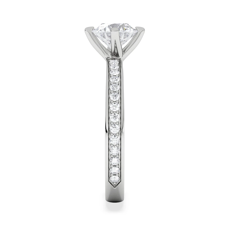 Origin Twist 1.00ct Round Cut Lab Diamond Solitaire Engagement Ring with Side Stones in 18K White Gold