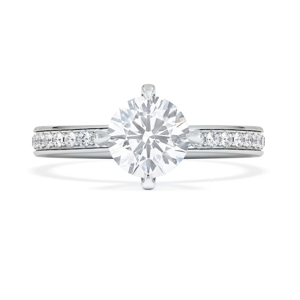 Origin Twist 1.00ct Round Cut Lab Diamond Solitaire Engagement Ring with Side Stones in Platinum