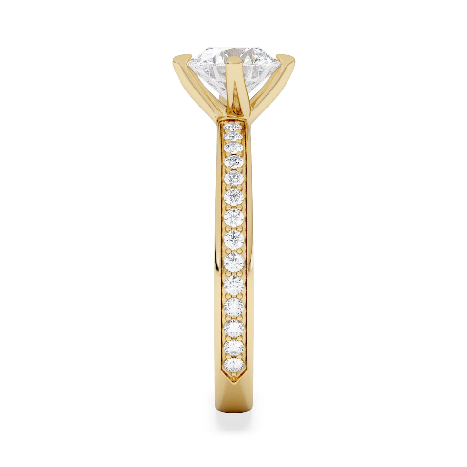 Origin Twist 1.00ct Round Cut Lab Diamond Solitaire Engagement Ring with Side Stones in 18K Yellow Gold