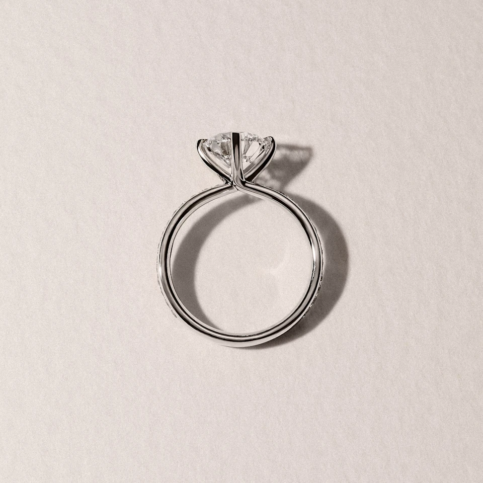 Origin Twist 2.00ct Round Cut Lab Diamond Solitaire Engagement Ring with Side Stones in 18K White Gold