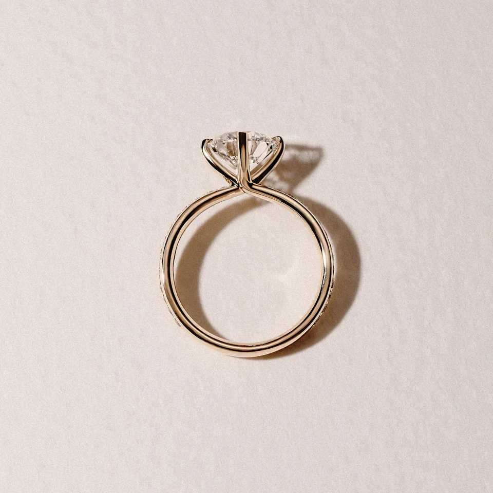 Origin Twist 2.00ct Round Cut Lab Diamond Solitaire Engagement Ring with Side Stones in 18K Yellow Gold