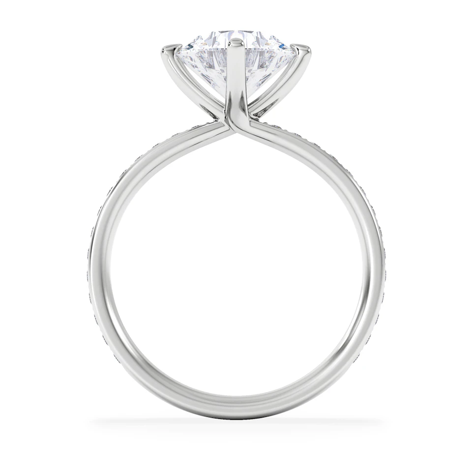 Origin Twist 2.00ct Round Cut Lab Diamond Solitaire Engagement Ring with Side Stones in 18K White Gold